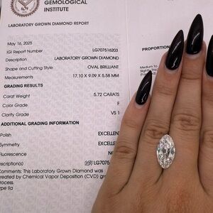 5.72 carat F VS1 antique inspired moval lab diamond loose for engagement ring
